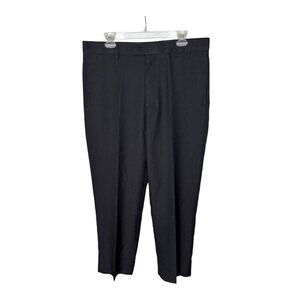 Michael Brandon Mens Black Pinstripe Dress Pants 36x30 Polyester